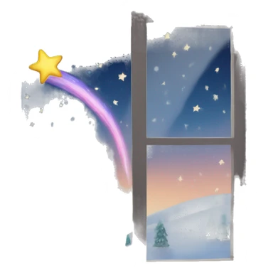 Shooting stars outside window in winter sticker