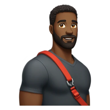 a handsome, black man in a  sporting a red beard,, holding it on a leash sticker