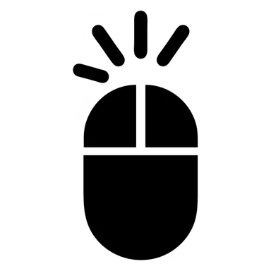 mouse click icon, solid filled icon style, bold and clear sticker