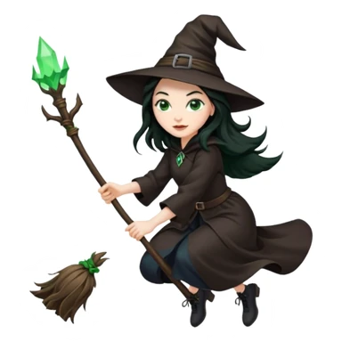 witch flying on broomstick sticker
