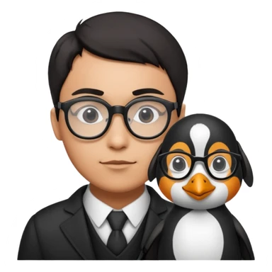  gozlük takan ve yaninda köpek olan Penguin sticker