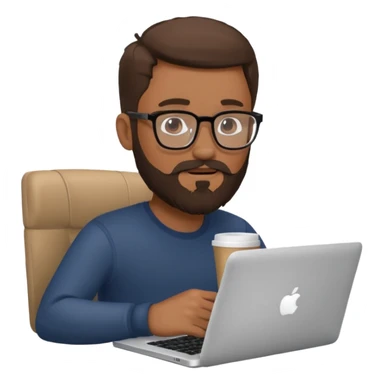 Man beard glasses MacBook coffee sticker