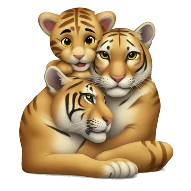 A puma and a tiger cuddling  sticker