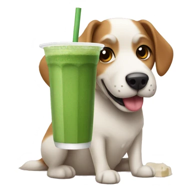 Dog with matcha drink sticker