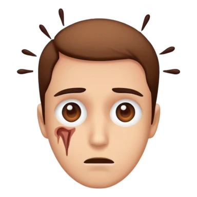 Person with mental breakdown with a tick in the eye sticker