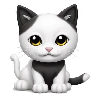 gatito blanco y negro con una flor sticker