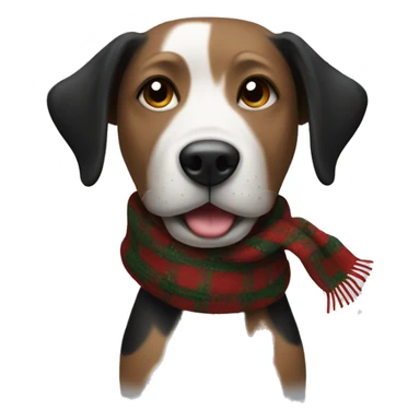 Dog black and brown and white with a christmas scarf sticker