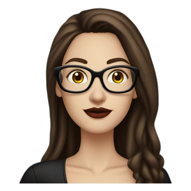 Sexy-Caucasian-Mum-woman-goth-long-brown-hair-standing-wearing-glasses-plus-size-upturned-nose sticker