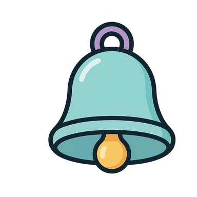 bell icon in icon-color-outlined style, vector look with shadows and highlights, detailed shading, thin clean outlines, soft rounded features, pastel palette #98B5BC #B5B3C1 #C9A3C9 #E4C0CA #F7DCD1 #F7C0AA, Japanese pop art, sticker look, highly detailed sticker