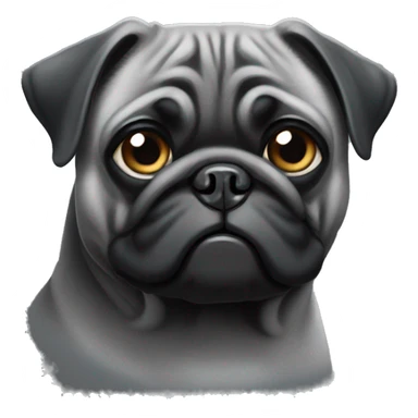 old black pug with grey face sticker