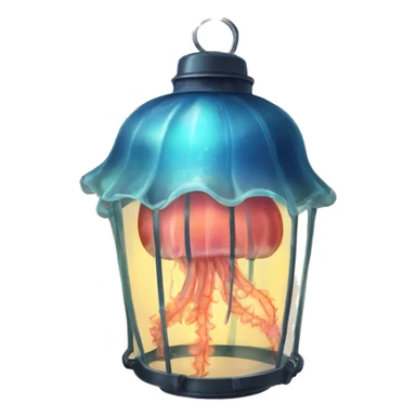 jellyfish in a lantern sticker