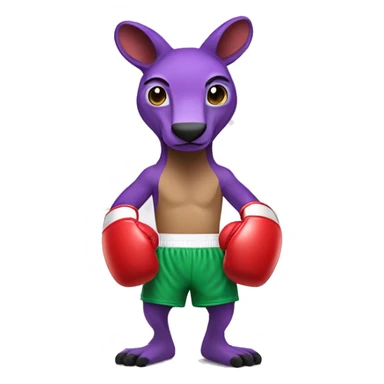 purple kangaroo wearing red boxing gloves and green boxing shorts  sticker