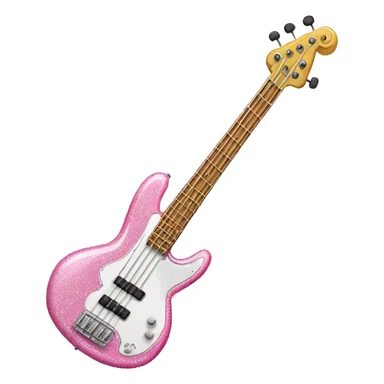 White and pink glittery bass guitar sticker
