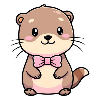 Otter with a pink bow sticker