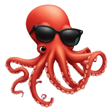 red cartoon octopus with black sunglasses sticker