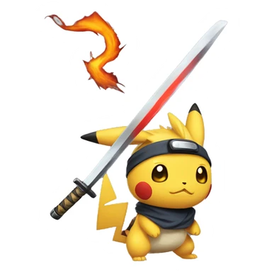 pokemon with a katana and naruto headband sticker