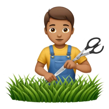 Hand cutting grass with a pair of scisors sticker