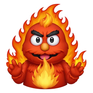 Elmo angry surrounded by fire sticker