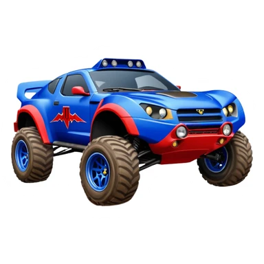 Satan’s Dirty Midnight-blue Local Motors Rally Fighter off road race car flying jumping over a dirt ramp  sticker