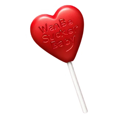 Red heart lollipop that says ‘wanna be my sucker baby?’ In black  sticker