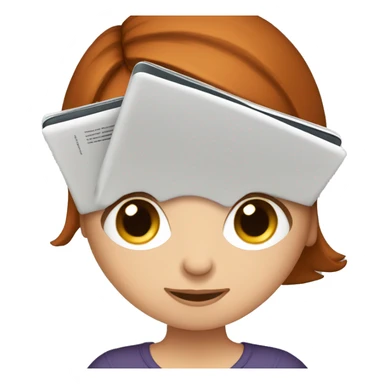 White girl with medium auburn hair reading an e-reader sticker