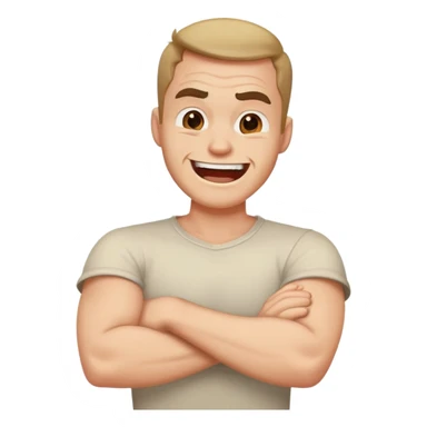 arms crossed around neck angry laughing guy sticker