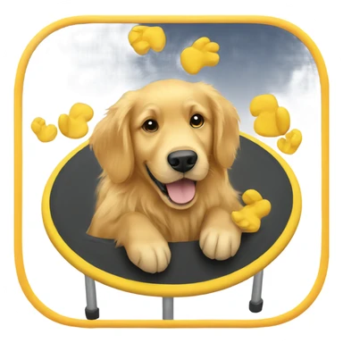 Golden retriever on a trampoline sticker