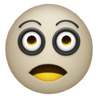 Smiley face with wide eyes looking left and a straight mouth sticker