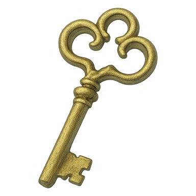 realistic fantasy key, natural colors, soft, fairy-like atmosphere, no background, square size sticker