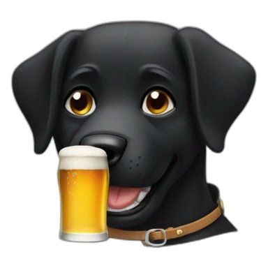 Black dog drinking beer sticker