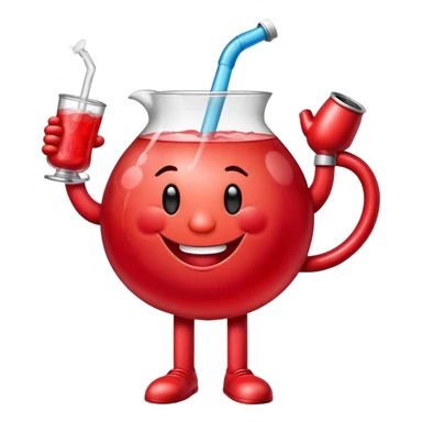 Kool-Aid Man pitcher character with legs and arms holding a bong sticker