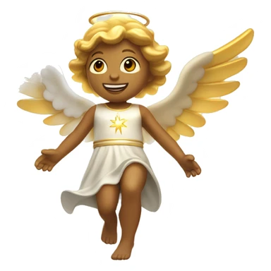 An angel descending from the clouds with rays of golden light sticker
