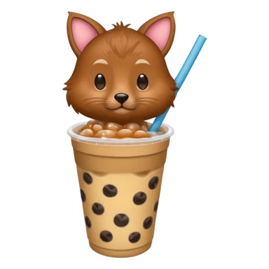Random animal holding s cup of boba sticker