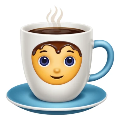 Slow brew coffee with blueberry design in a turkis white cup faceless sticker