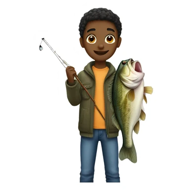 boy with bass fish sticker