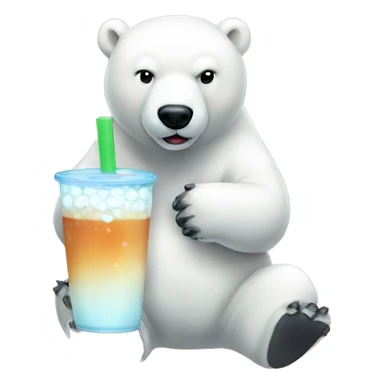 polar bear drinking boba sticker