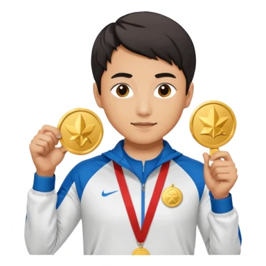 joji picking running a marathon with gold medal sticker