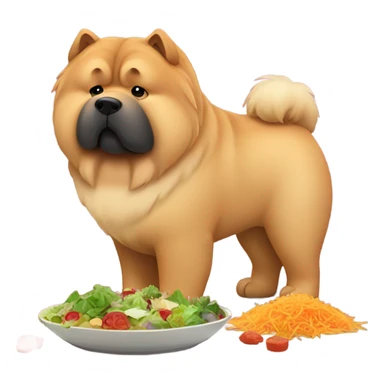 chow chow looking at salad sadly sticker