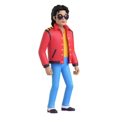 Michael Jackson with his Thriller jacket sticker