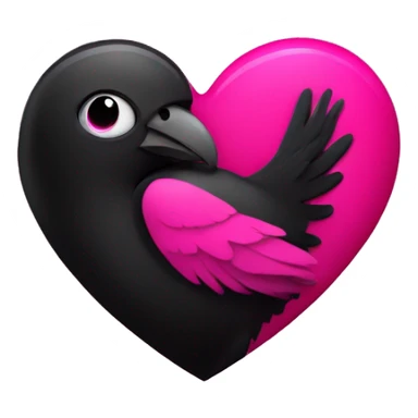 Black heart with hot pink raven inside of heart sticker