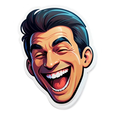 man laughing sticker