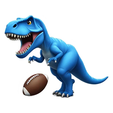 blue t rex playing football sticker