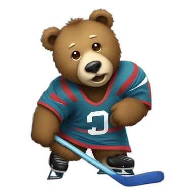 bear playing unihockey sticker