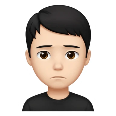 Roblox Avatar whit black shirt and sleek boy har sad sticker