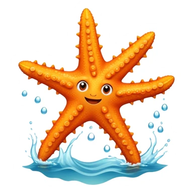orange starfish with five arms in the ocean sticker