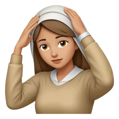 Señora agachando la cabeza pero que su cabeza no se vea porque esta tapada con su brazo y el otro levantado diagonalmente hacia la misma dirección del otro brazo sticker