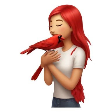 Girl kissing bird cardinal  sticker