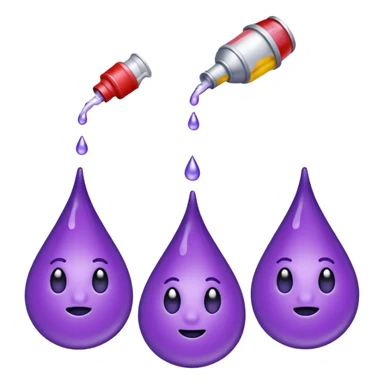 3 purple Drops with kool aids signature color, Juicy , no faces, just like the drops emoji 💦, just singular no extras, spraying left sticker