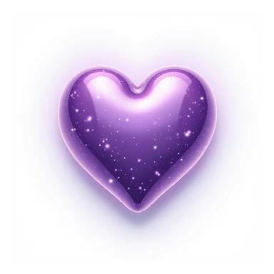 photorealistic purple heart with sparkles and iridescent outline, soft lighting, white clean background sticker