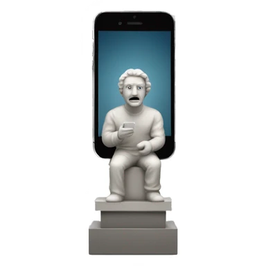 Estatua do pensador segurando um iphone na mão  sticker